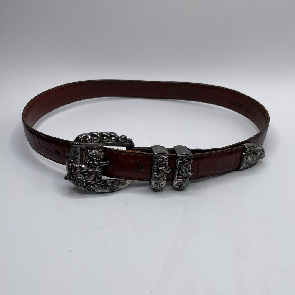 Brighton Brown Leather Belt featuring Disney characters Size 26 Good Condition